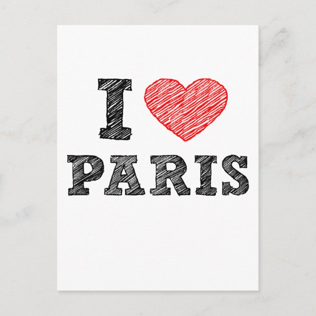 I Love Paris Sketch Postcard (Front)