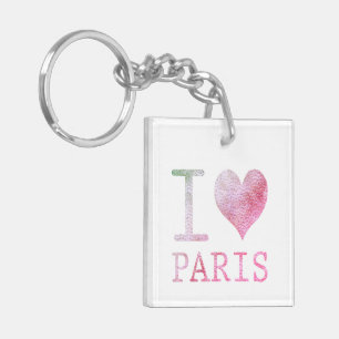 I Love Paris Square Double-Sided Key Chain