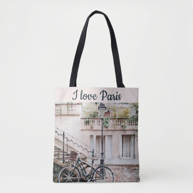 I Love Paris Street Scene Tote Bag (Front)