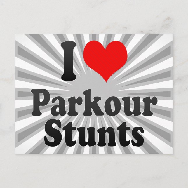 I love Parkour Stunts Postcard (Front)