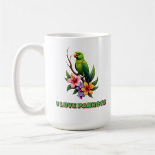 "I Love Parrots - Colourful Tropical Parrot & Flow Coffee Mug
