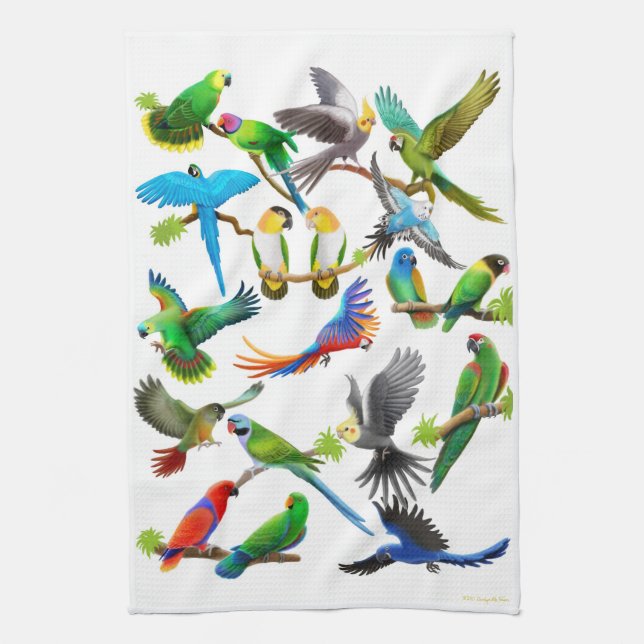 I Love Parrots Kitchen Towel (Vertical)