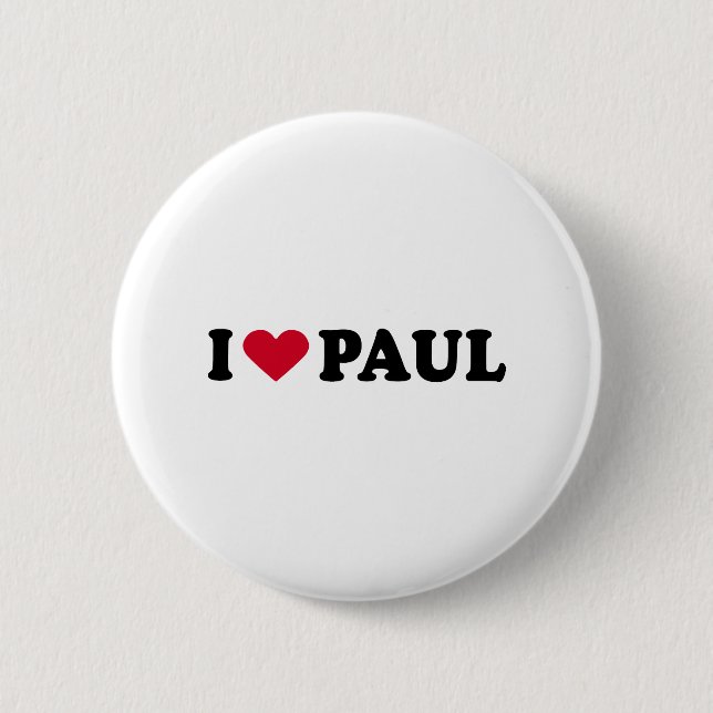 I LOVE PAUL 6 CM ROUND BADGE (Front)