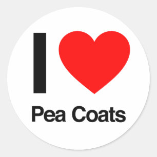 i love pea coats classic round sticker