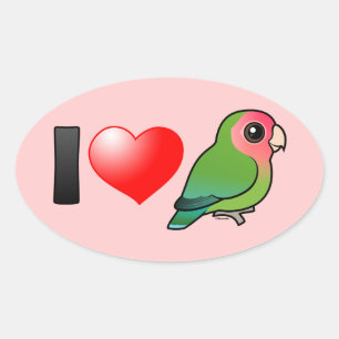 I Love Peach-faced Lovebirds Oval Sticker