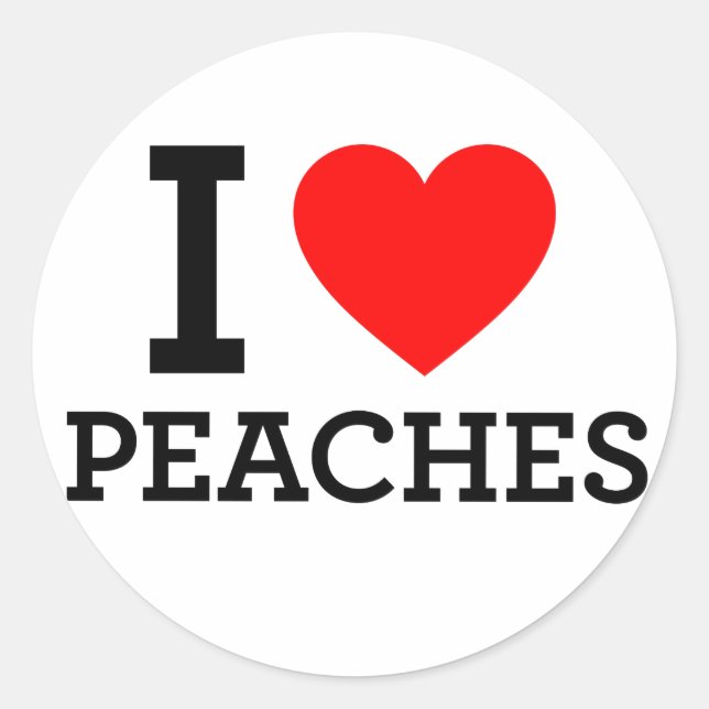 I Love Peaches Classic Round Sticker (Front)