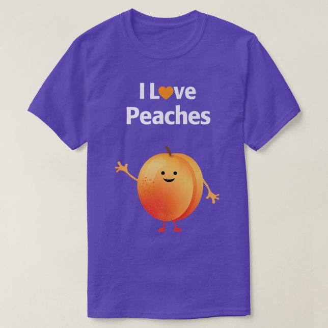 I Love Peaches Fruit & Vegetarian  T-Shirt (Design Front)