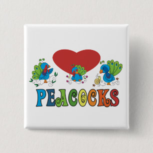 I Love Peacocks 15 Cm Square Badge