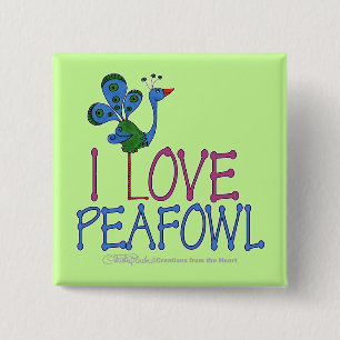 I Love Peafowl 15 Cm Square Badge