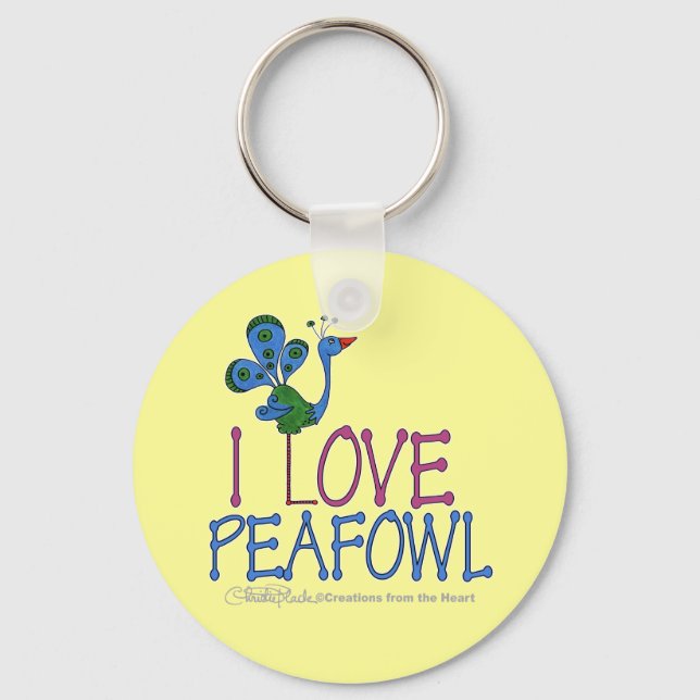 I Love Peafowl Key Ring (Front)