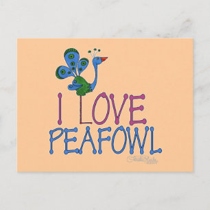 I Love Peafowl Postcard