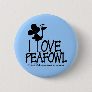 I Love Peafowl silhouette 6 Cm Round Badge