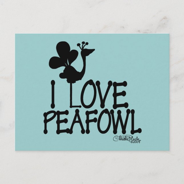 I Love Peafowl silhouette Postcard (Front)