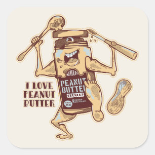 I LOVE PEANUT BUTTER SQUARE STICKER