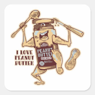 I LOVE PEANUT BUTTER SQUARE STICKER