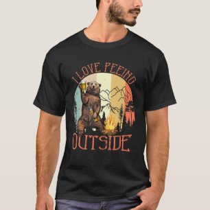 I Love Peeing Outside Bear Drink Beer Camping Hiki T-Shirt