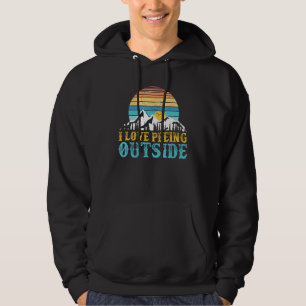 I Love Peeing Outside Camping Hiking  Retro Sunset Hoodie