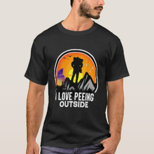 I Love Peeing Outside Hiking Sunset Retro Outdoor T-Shirt