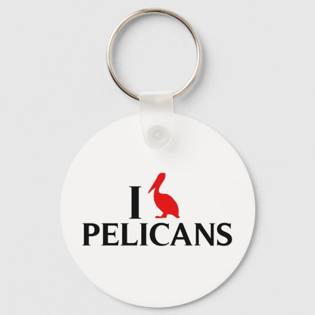I Love Pelicans Key Ring (Front)