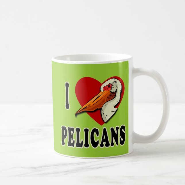 I Love Pelicans T-shirts, Kids Apparel Coffee Mug (Right)