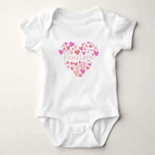 I love Penelope hearts in pink Baby Bodysuit