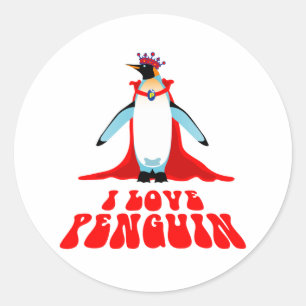 I Love Penguin Classic Round Sticker