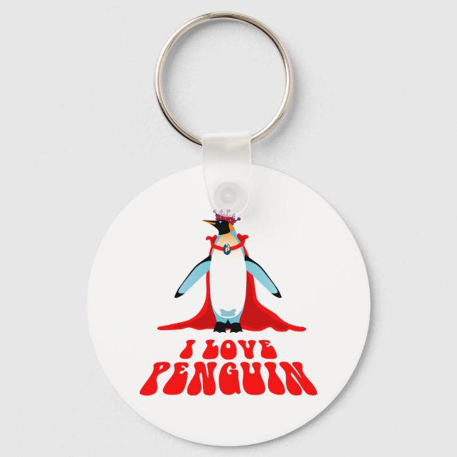 I Love Penguin Key Ring (Front)