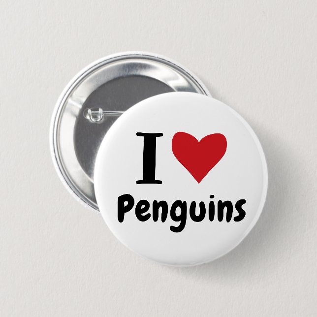 I Love Penguins 6 Cm Round Badge (Front & Back)