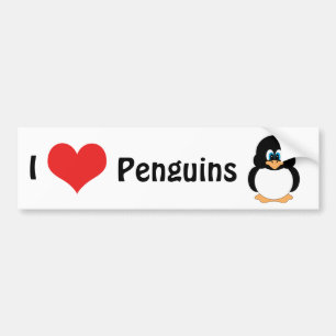 I Love Penguins Bumper Sticker
