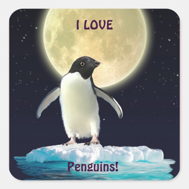 I LOVE PENGUINS Cute Penguin Stickers (Front)