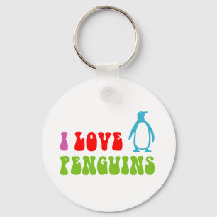 I Love Penguins Key Ring