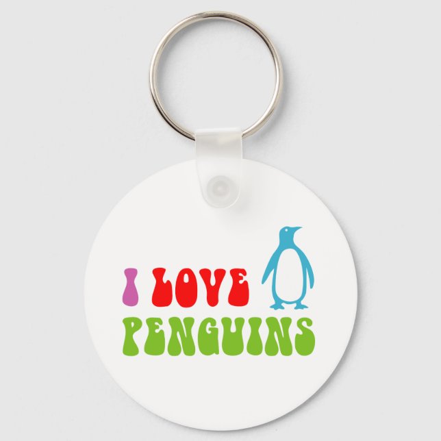I Love Penguins Key Ring (Front)