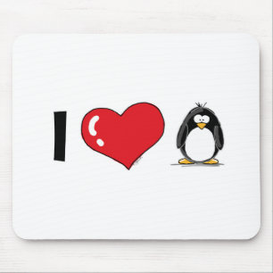 I Love Penguins Mouse Mat
