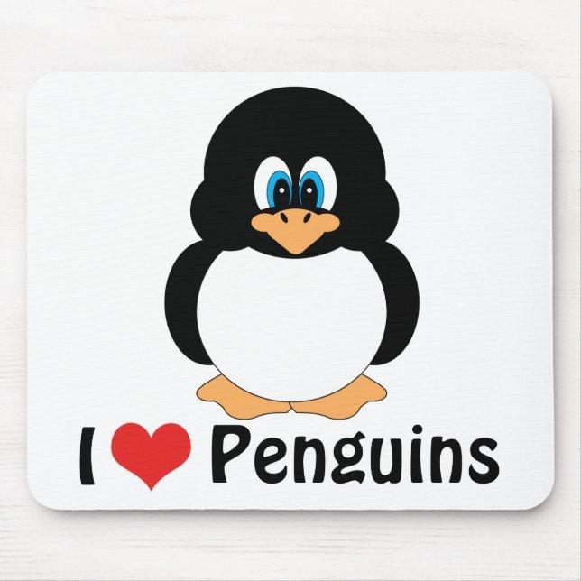 I Love Penguins Mousepad (Front)