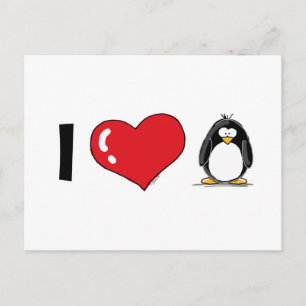 I Love Penguins Postcard