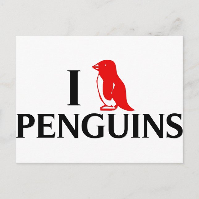 I Love Penguins Postcard (Front)