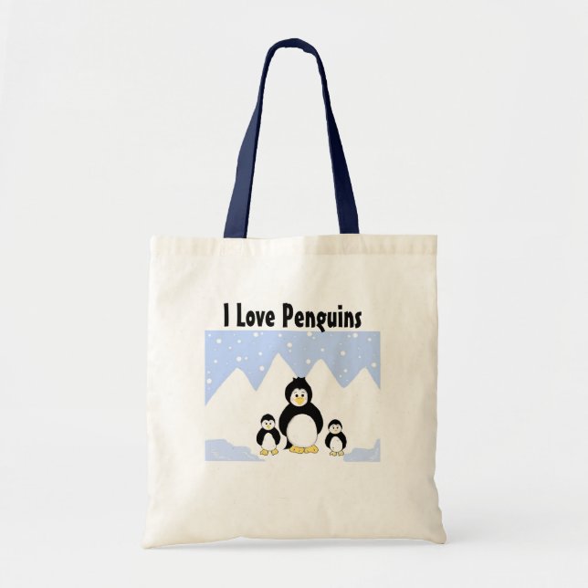 I Love Penguins Tote Bag (Front)