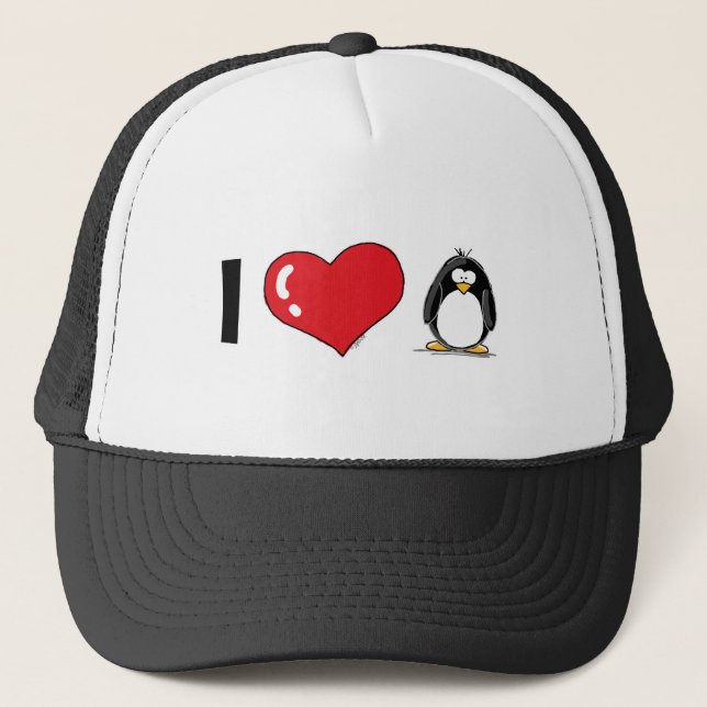 I Love Penguins Trucker Hat (Front)