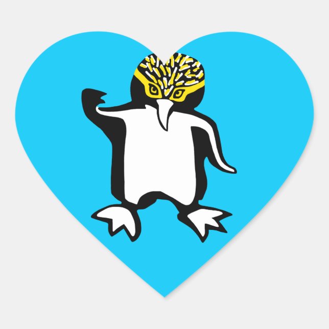 I love PENGUINS - Wildlife - Nature - Blue Heart Sticker (Front)