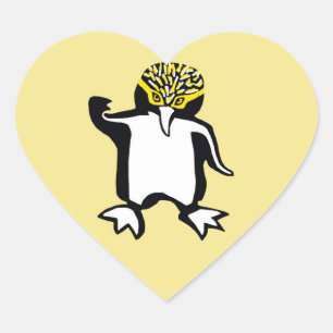 I love PENGUINS - Wildlife - Nature - Yellow Heart Sticker