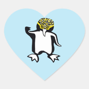 I love PENGUINS - Wildlife - Nature - Yellow Heart Sticker