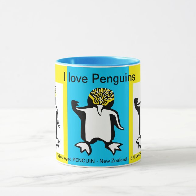 I love PENGUINS - Wildlife - Nature - Yellow Mug (Center)
