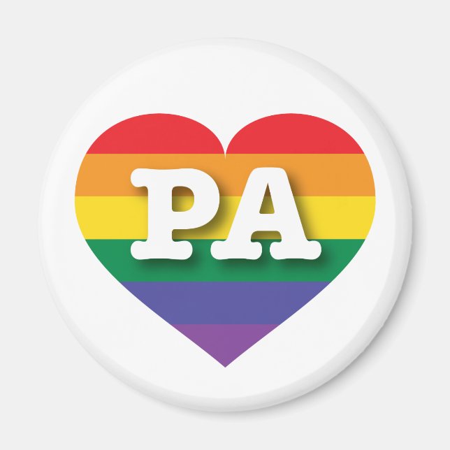 I love Pennsylvania Gay Pride Rainbow Heart Magnet (Front)