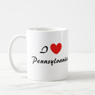 I Love Pennsylvania Heart Typography Coffee Mug