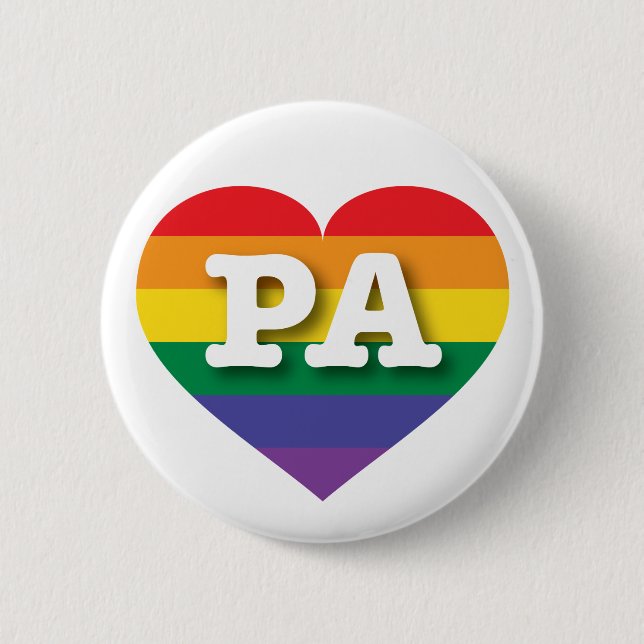 I Love Pennsylvania Rainbow Heart 6 Cm Round Badge (Front)