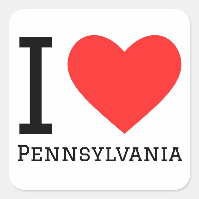 I love Pennsylvania  Square Sticker (Front)