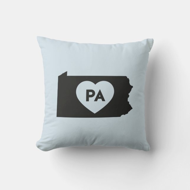 I Love Pennsylvania State Throw Pillow 16" x 16" (Front)
