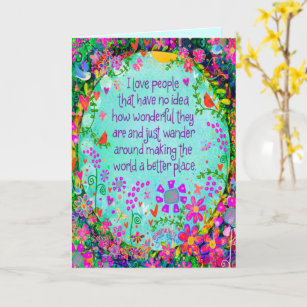 I Love People Pretty Whimsical Floral Birds Card