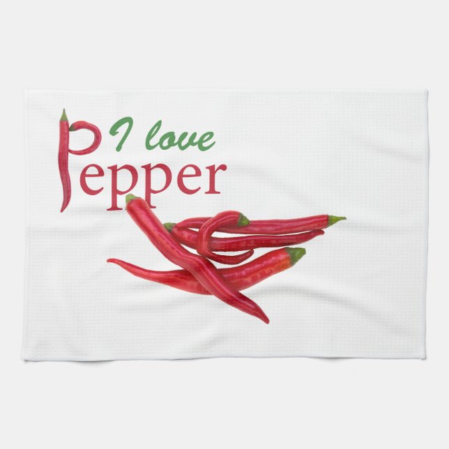 I love pepper tea towel (Horizontal)