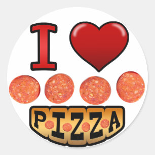 I love pepperoni pizza. classic round sticker